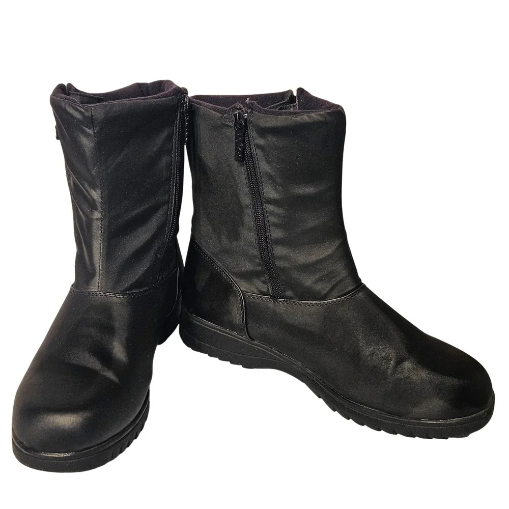 Totes Gina Winter Boots Women 10 Black Side Zip Mid Calf GinaBlack 21699